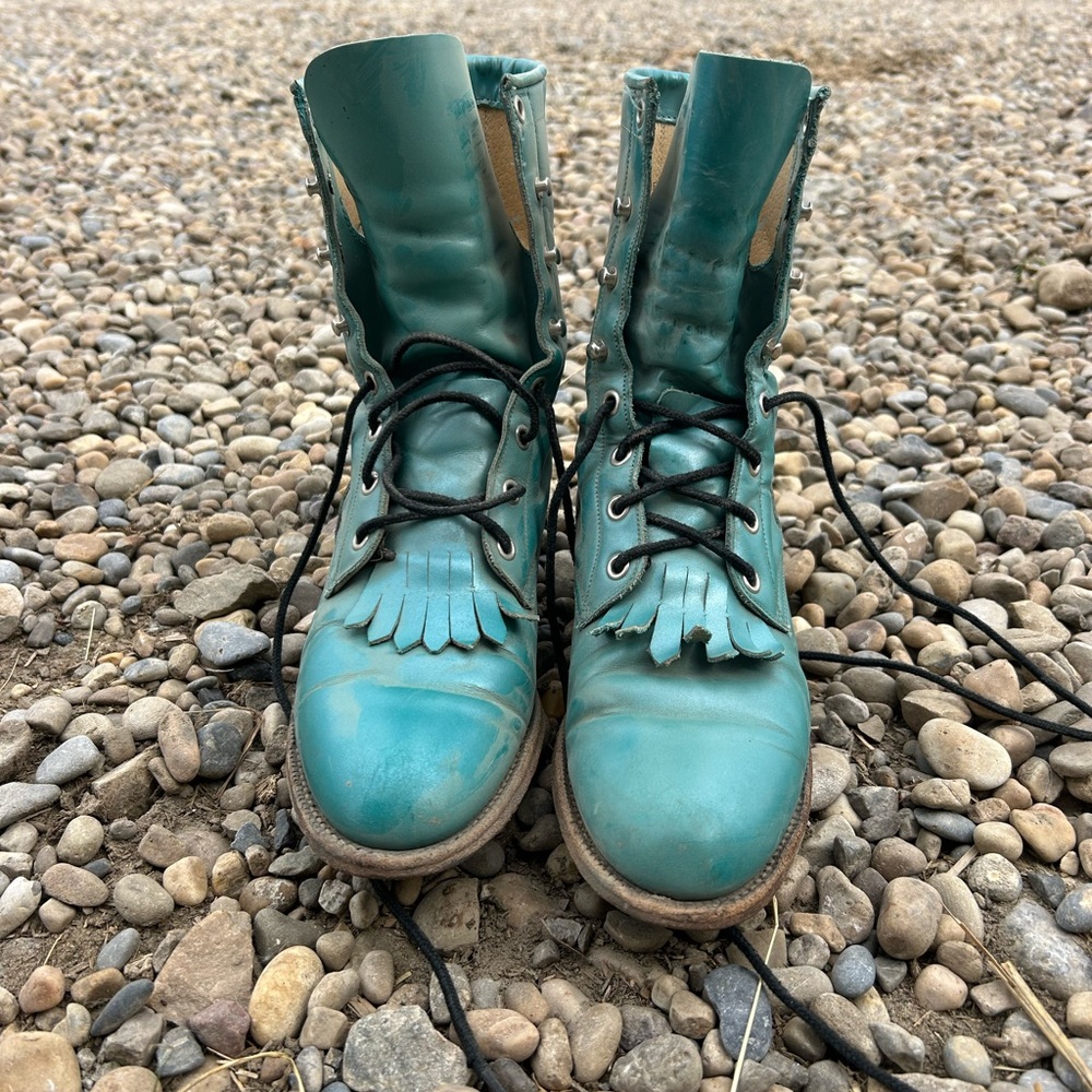 Lace up light blue boots only used handful of times